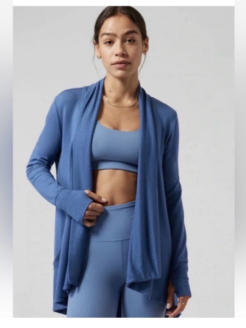 Athleta Pranayama Open Front Wrap Cardigan Periwinkle XXS
